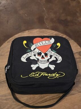 Ed Hardy Love Kills Slowly Insulated Lunch Box Purse Skull Heart Bag